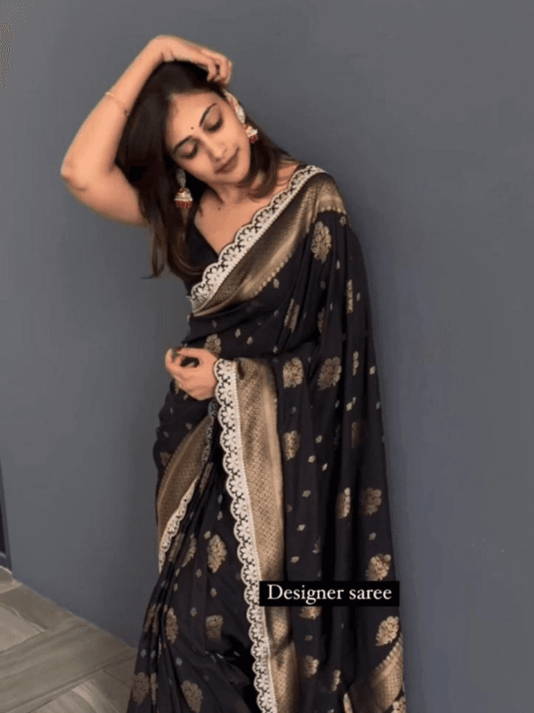 Graceful Kota Silk Saree with Jacquard, Coding & Sequence Lace Work