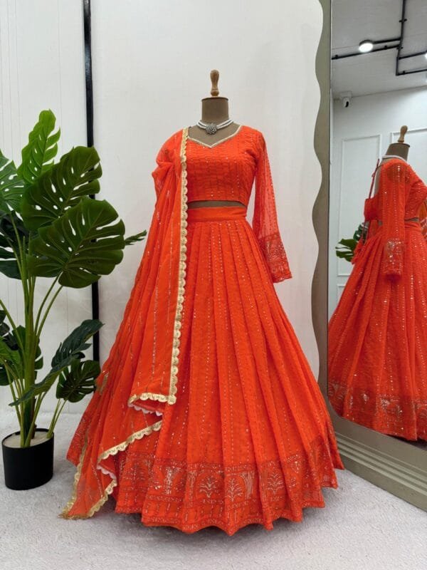 Fox Georgette Lehenga set with sequin-thread work