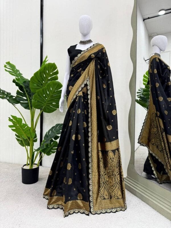 Graceful Kota Silk Saree with Jacquard, Coding & Sequence Lace Work