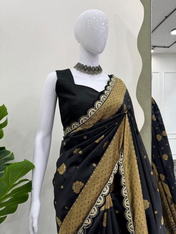 Graceful Kota Silk Saree with Jacquard, Coding & Sequence Lace Work