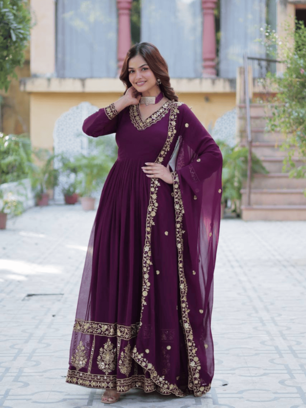 Premium Designer Embroidered Gown with Dupatta