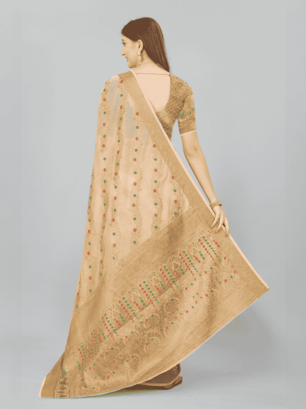 Soft Cotton Silk Saree with Golden Zari Border and Designer Silk Blouse Piece