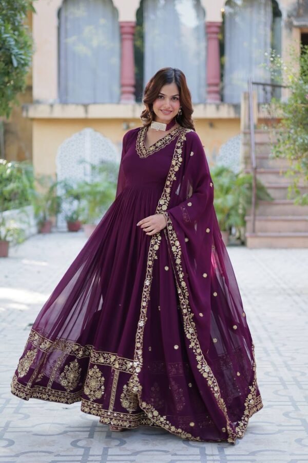 Premium Designer Embroidered Gown with Dupatta