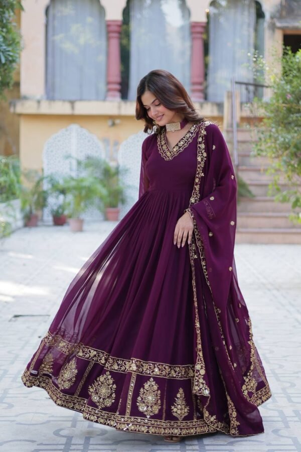 Premium Designer Embroidered Gown with Dupatta