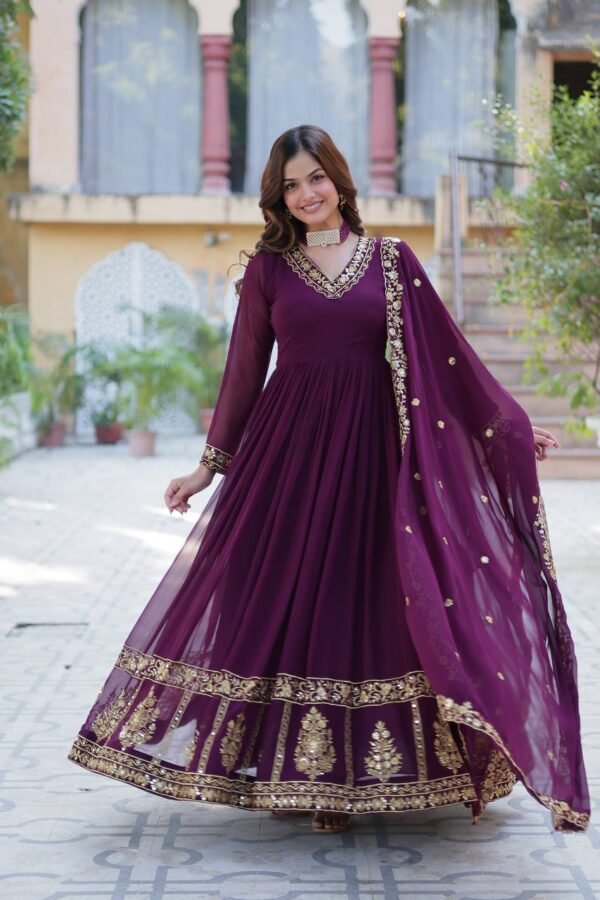 Premium Designer Embroidered Gown with Dupatta