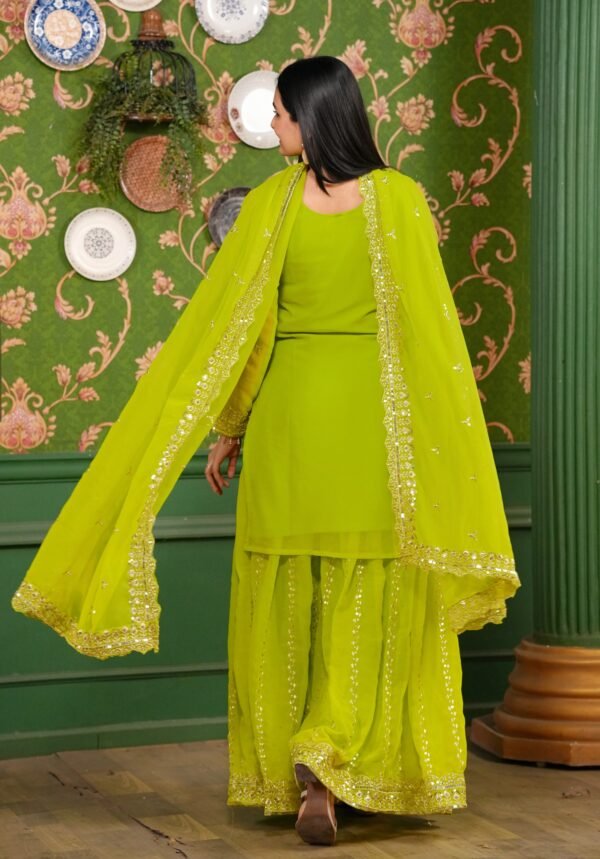 Designer Georgette Sharara Suit with sequence embroidery and matching dupatta