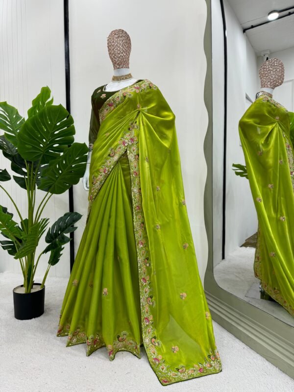 Designer Jimmy Chu Silk Saree with thread & sequin work and Tibby Silk blouse