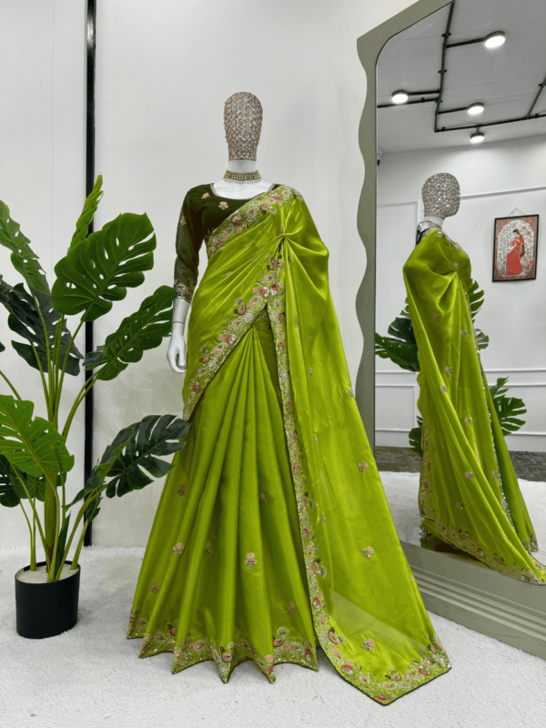 Designer Jimmy Chu Silk Saree with thread & sequin work and Tibby Silk blouse