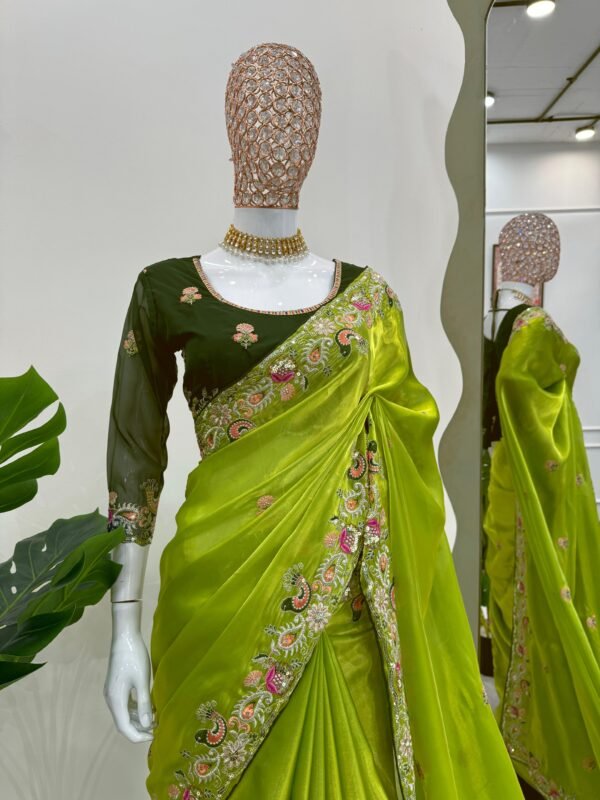 Designer Jimmy Chu Silk Saree with thread & sequin work and Tibby Silk blouse