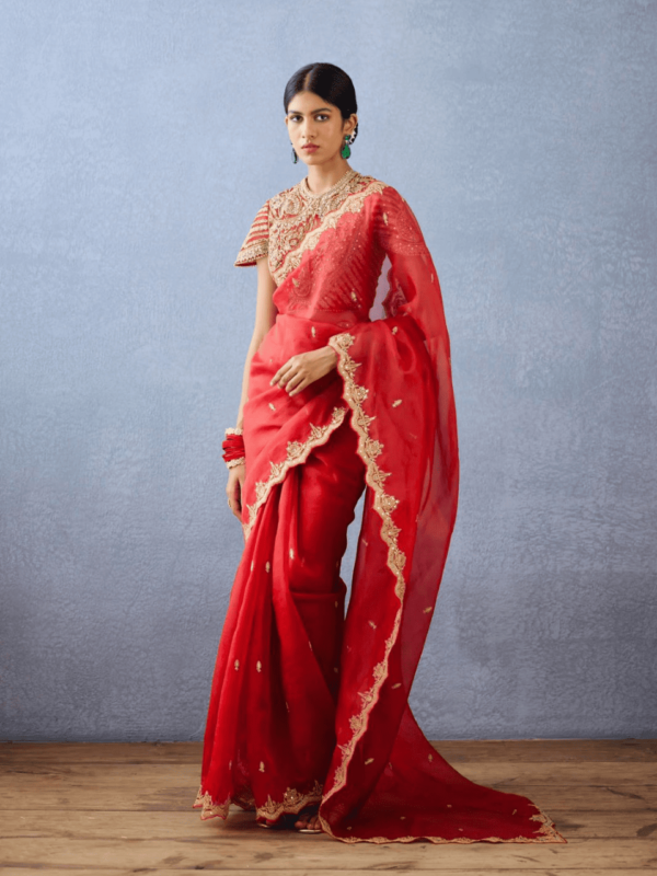 Heavy Organza Silk Saree with thread & sequin work and matching blouse