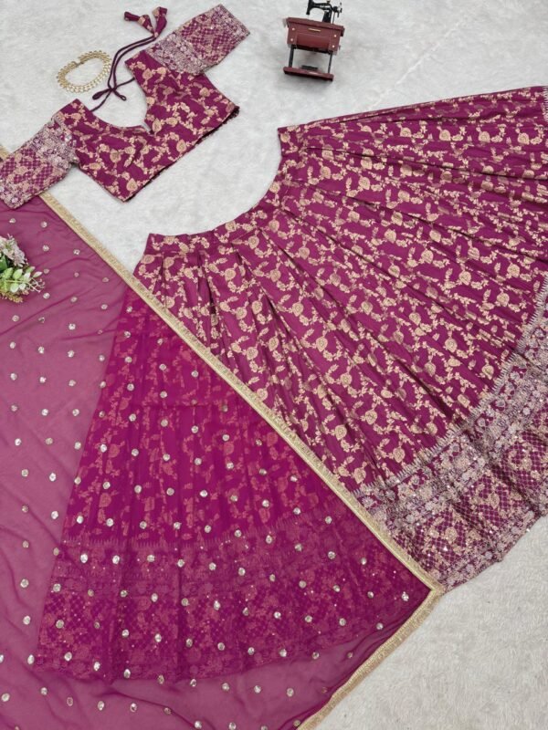 Lehenga Set with Sequence Embroidery & Fancy Lace Dupatta